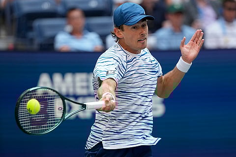 US Open tennis 2024: Alex de Minaur, of Australia, returns a shot to Jack Draper